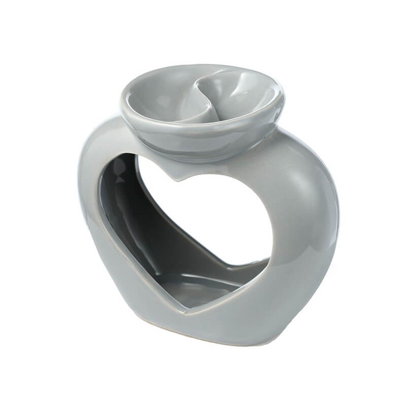 Aromalampa Hjartformad med Dubbla Fat Gra 2 Aromalampa - Hjärtformad med Dubbla Fat (Grå) 2