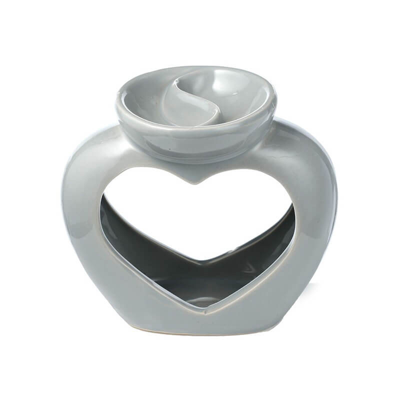 Aromalampa Hjartformad med Dubbla Fat Gra Aromalampa - Hjärtformad med Dubbla Fat (Grå)