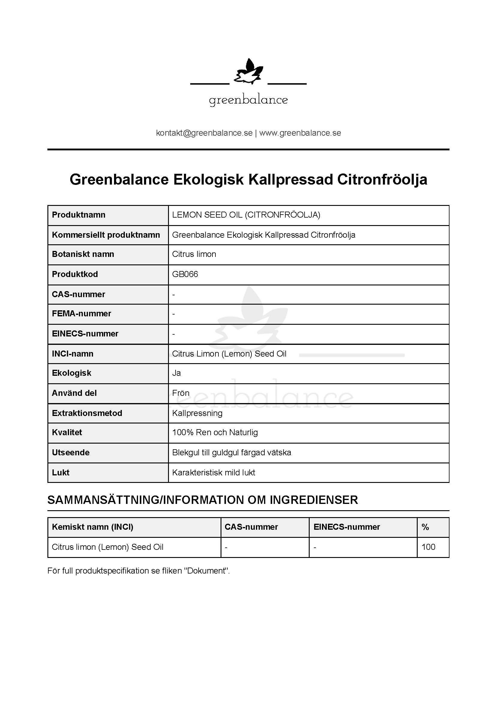 Overblick Citronfroolja Överblick - Citronfröolja