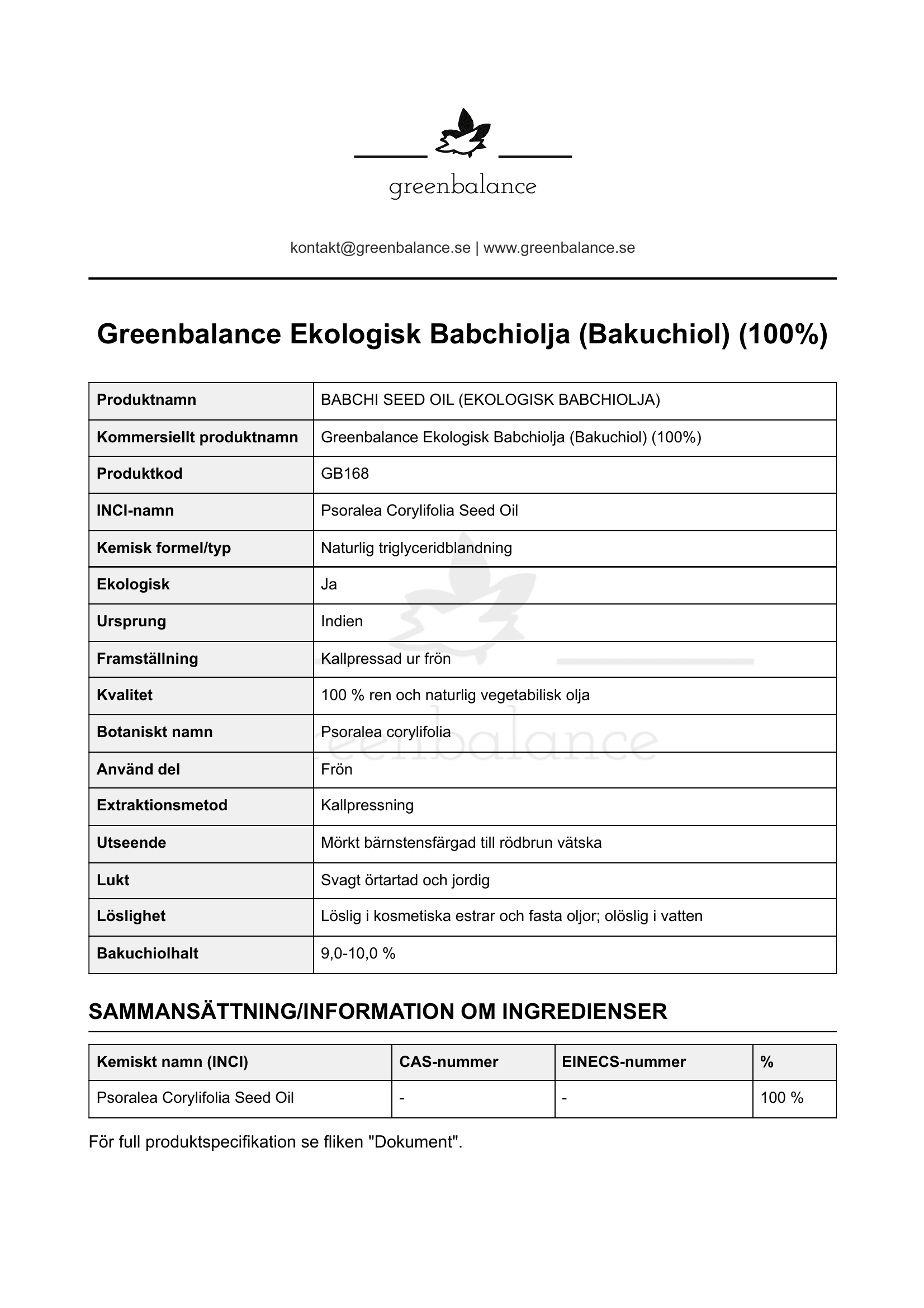 Overblick Ekologisk Babchiolja Bakuchiol 100 Överblick - Ekologisk Babchiolja (Bakuchiol) (100%)