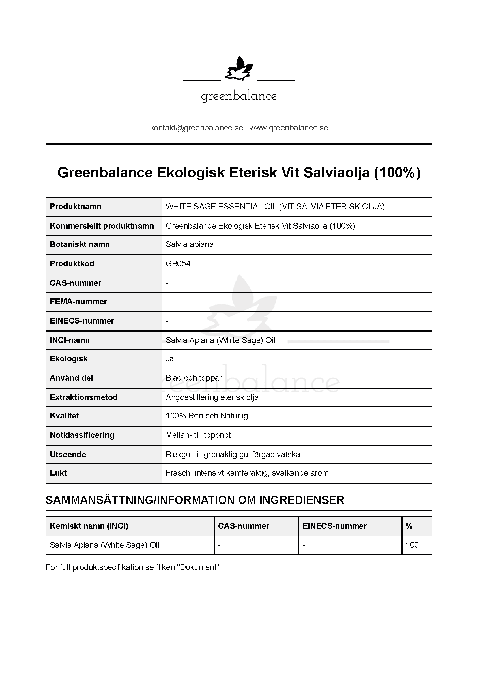 Overblick Eterisk Vit Salvia Överblick - Eterisk Vit Salvia