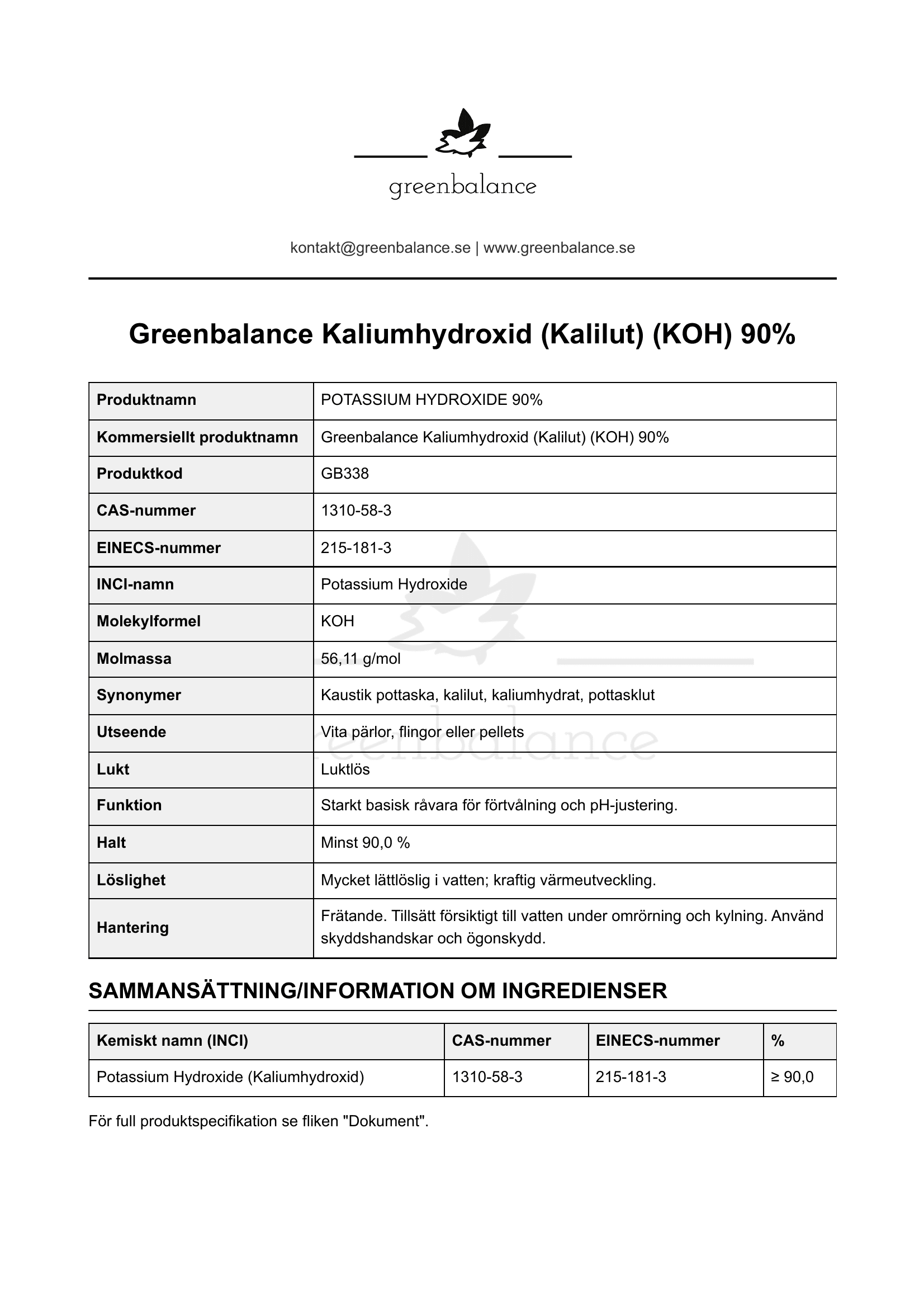 Overblick Kaliumhydroxid Kalilut KOH 1 Överblick - Kaliumhydroxid (Kalilut) (KOH)
