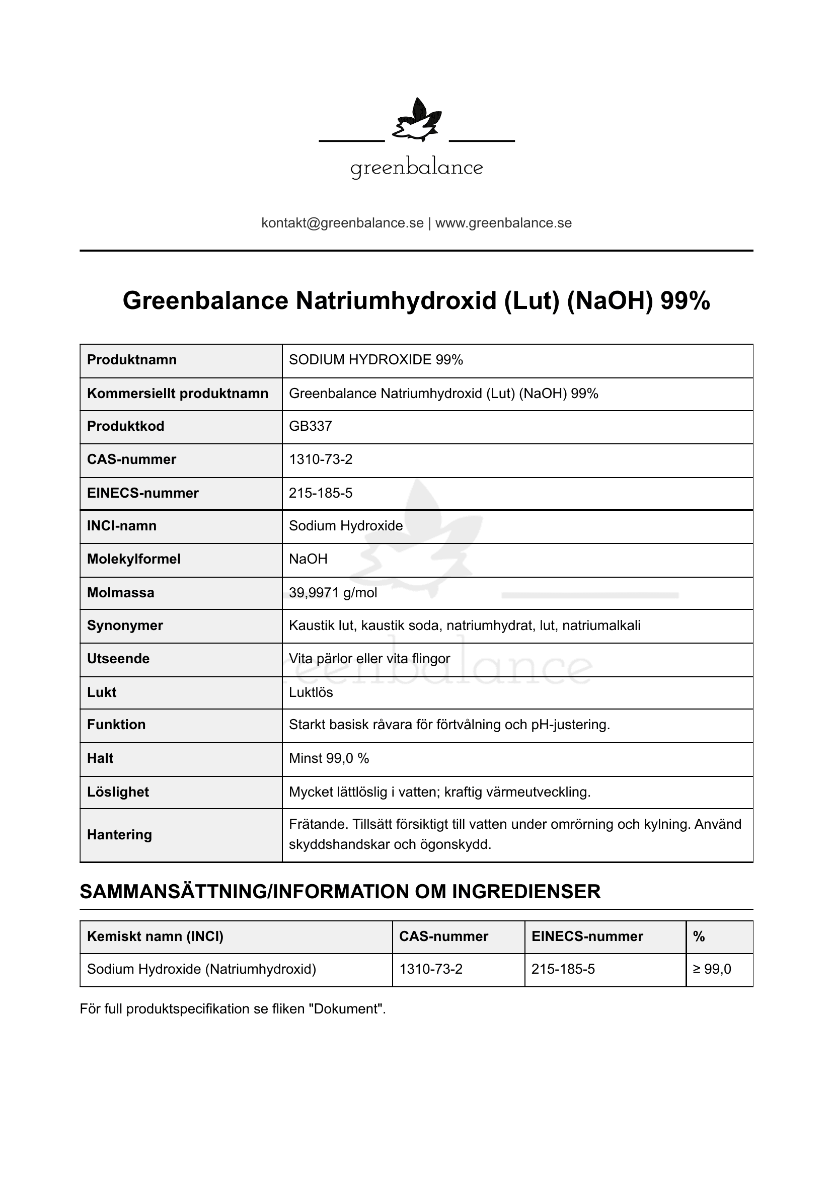 Overblick Natriumhydroxid Lut NaOH 1 Överblick - Natriumhydroxid (Lut) (NaOH)