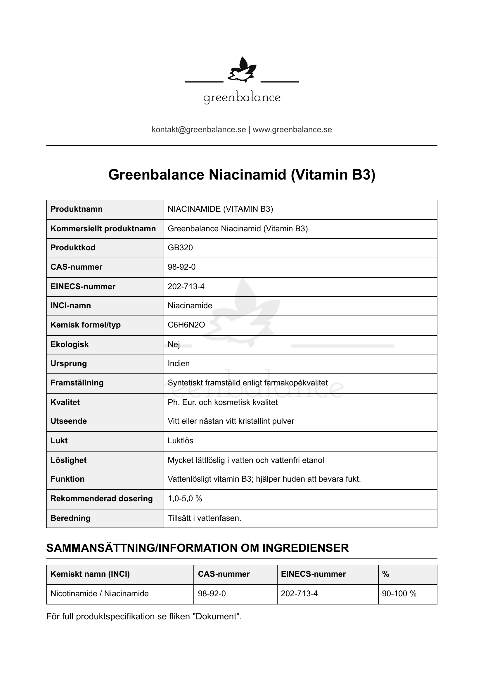 Overblick Niacinamid Vitamin B3 Överblick - Niacinamid (Vitamin B3)