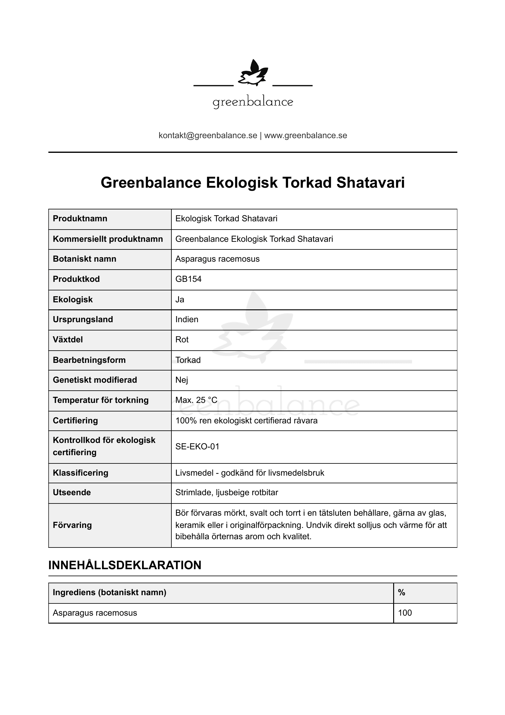 Overblick Shatavari Överblick - Shatavari