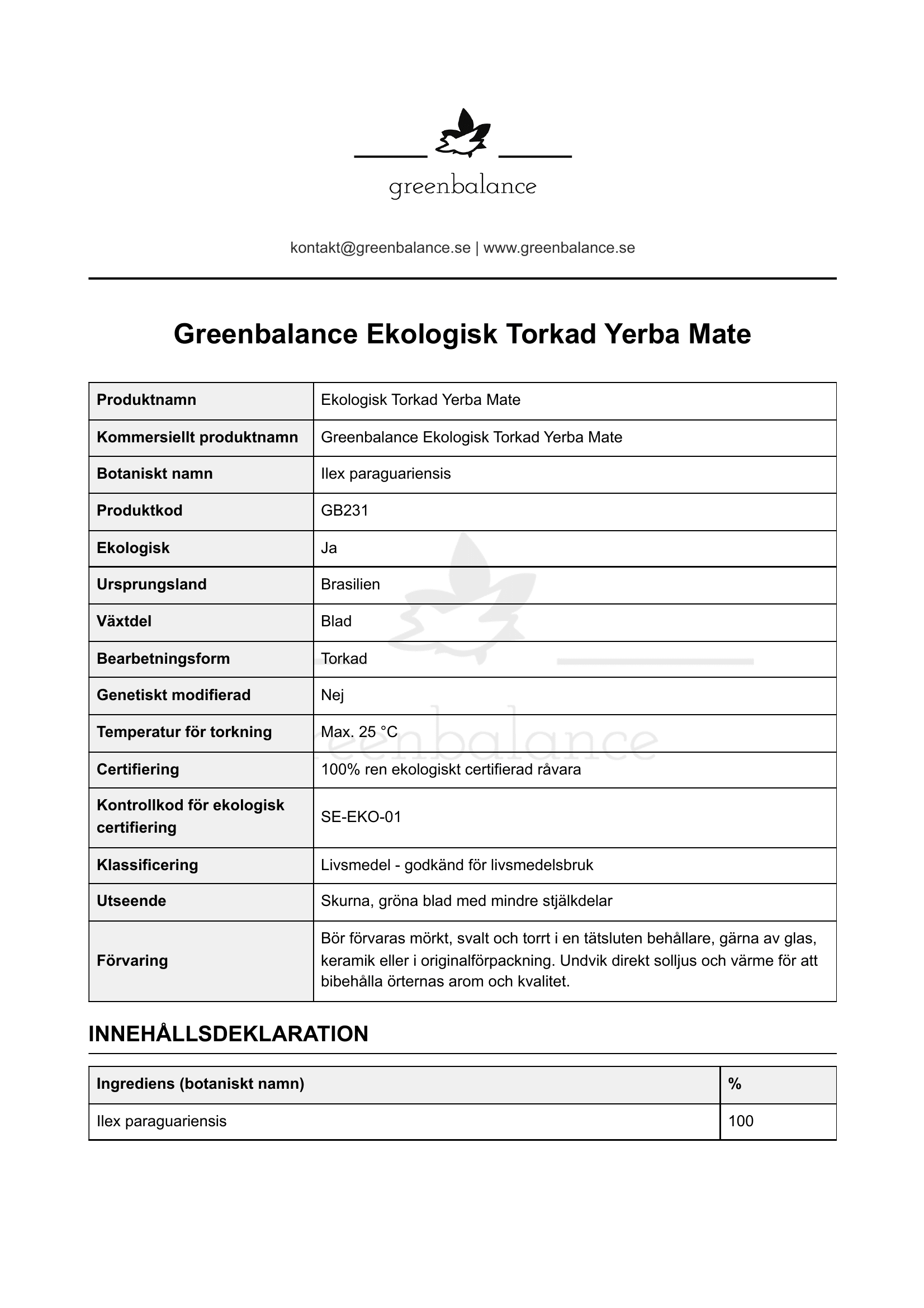 Overblick Yerba Mate Överblick - Yerba Mate