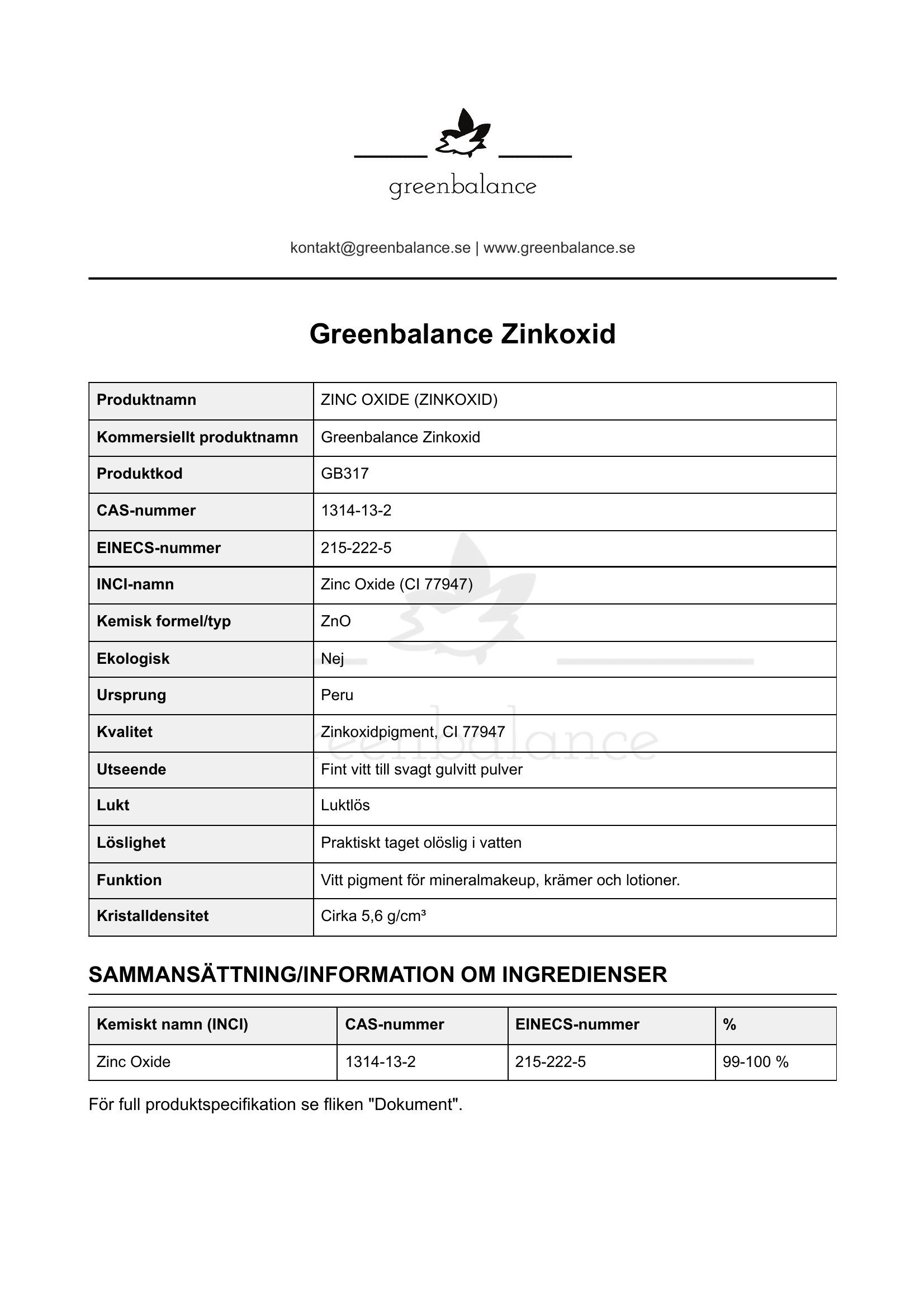 Overblick Överblick - Zinkoxid