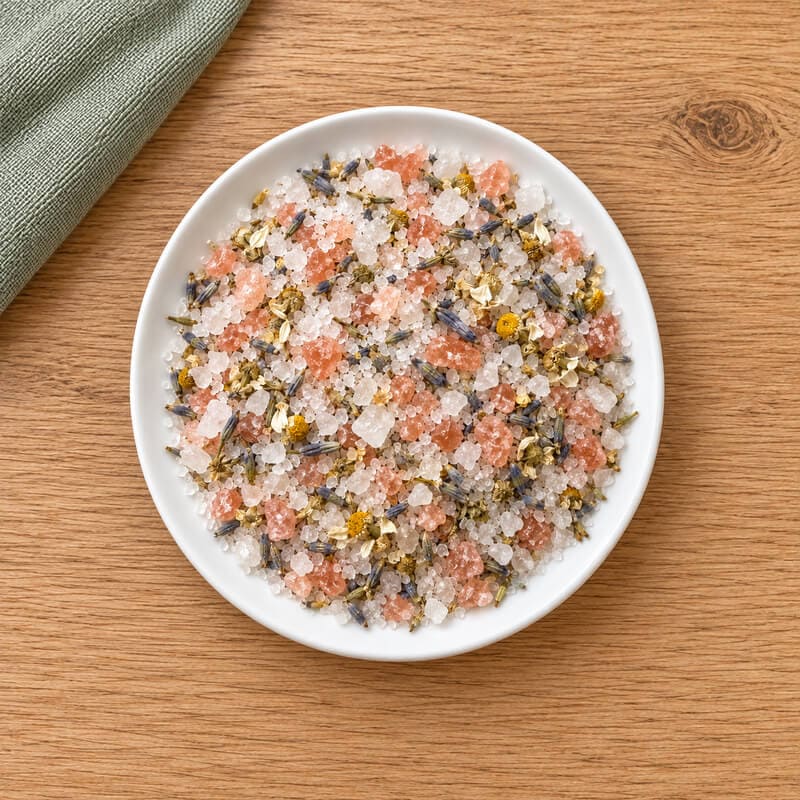 badsalt med lavendel och kamomill Badsalt med lavendel och kamomill