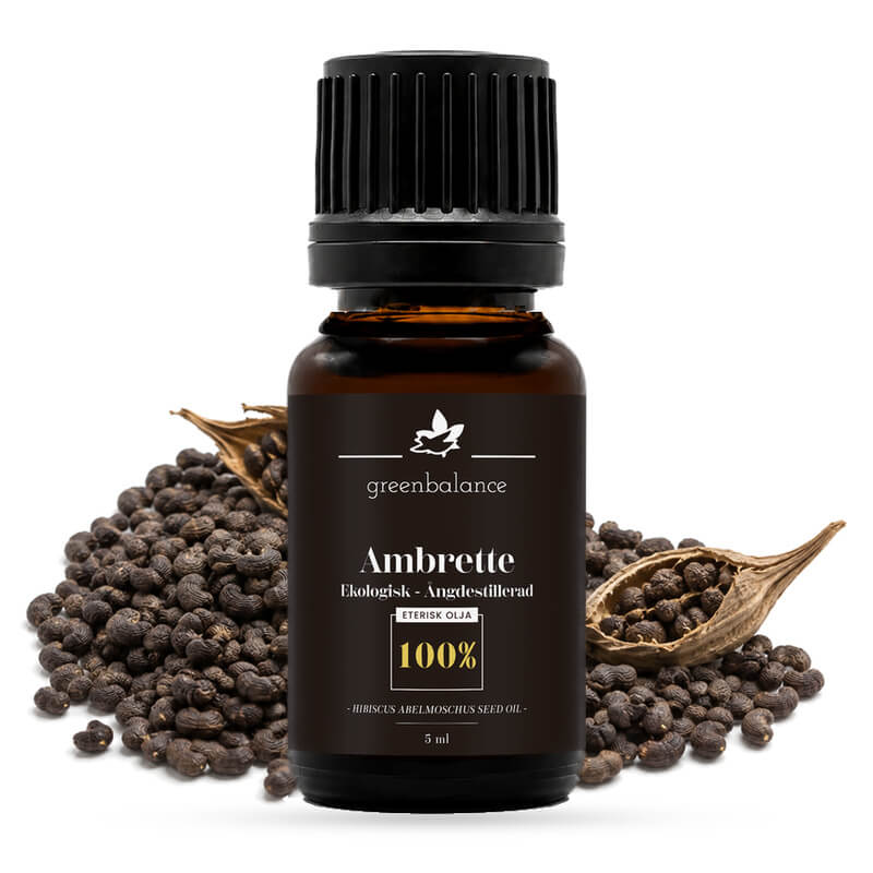ekologisk eterisk ambrette olja 5 ml Greenbalances flaska med ambretteolja, 5 ml