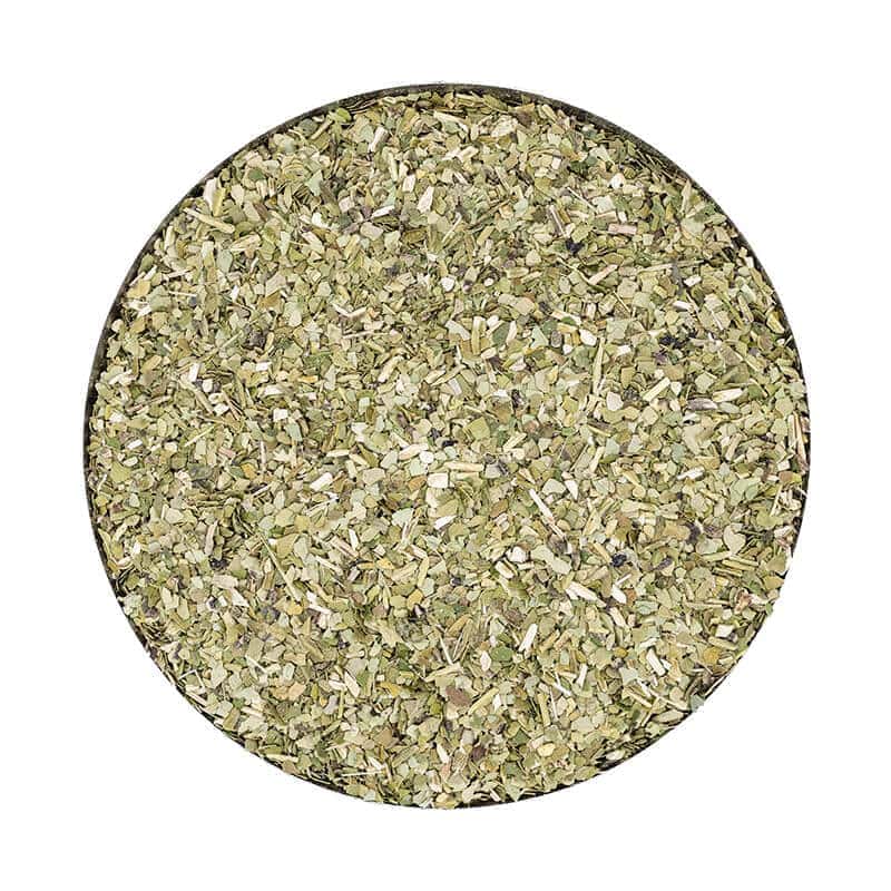 ekologisk torkad yerba mate Torkade blad av yerba mate – produktbild av vår råvara