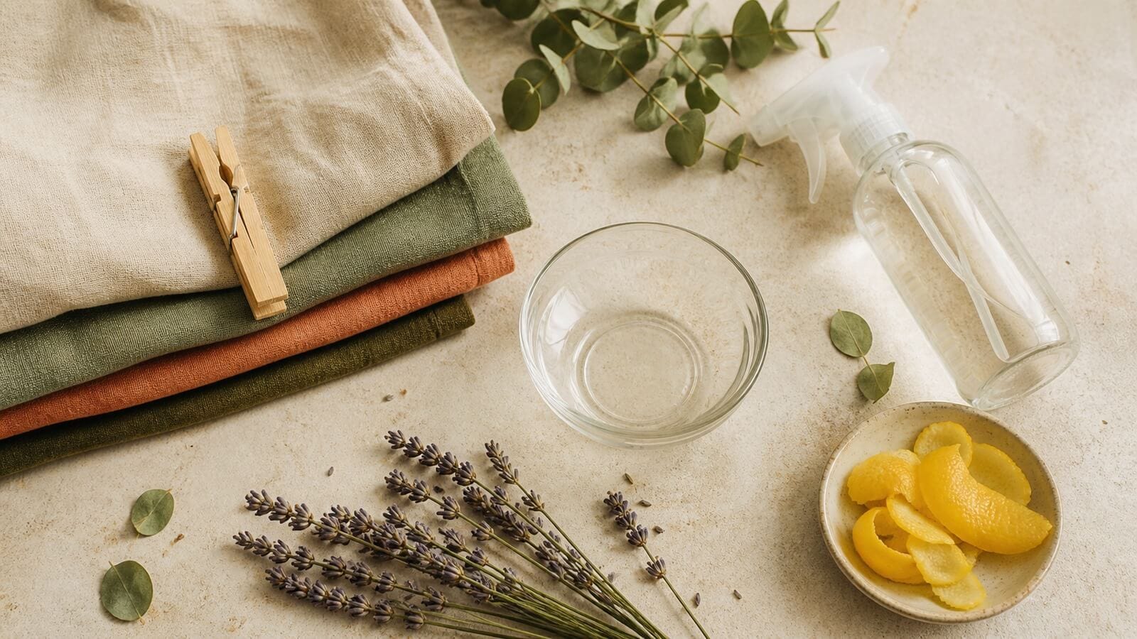 eteriska-oljor-klader-tvatt Linneplagg, citronskal och lavendel vid en naturlig tvättrutin