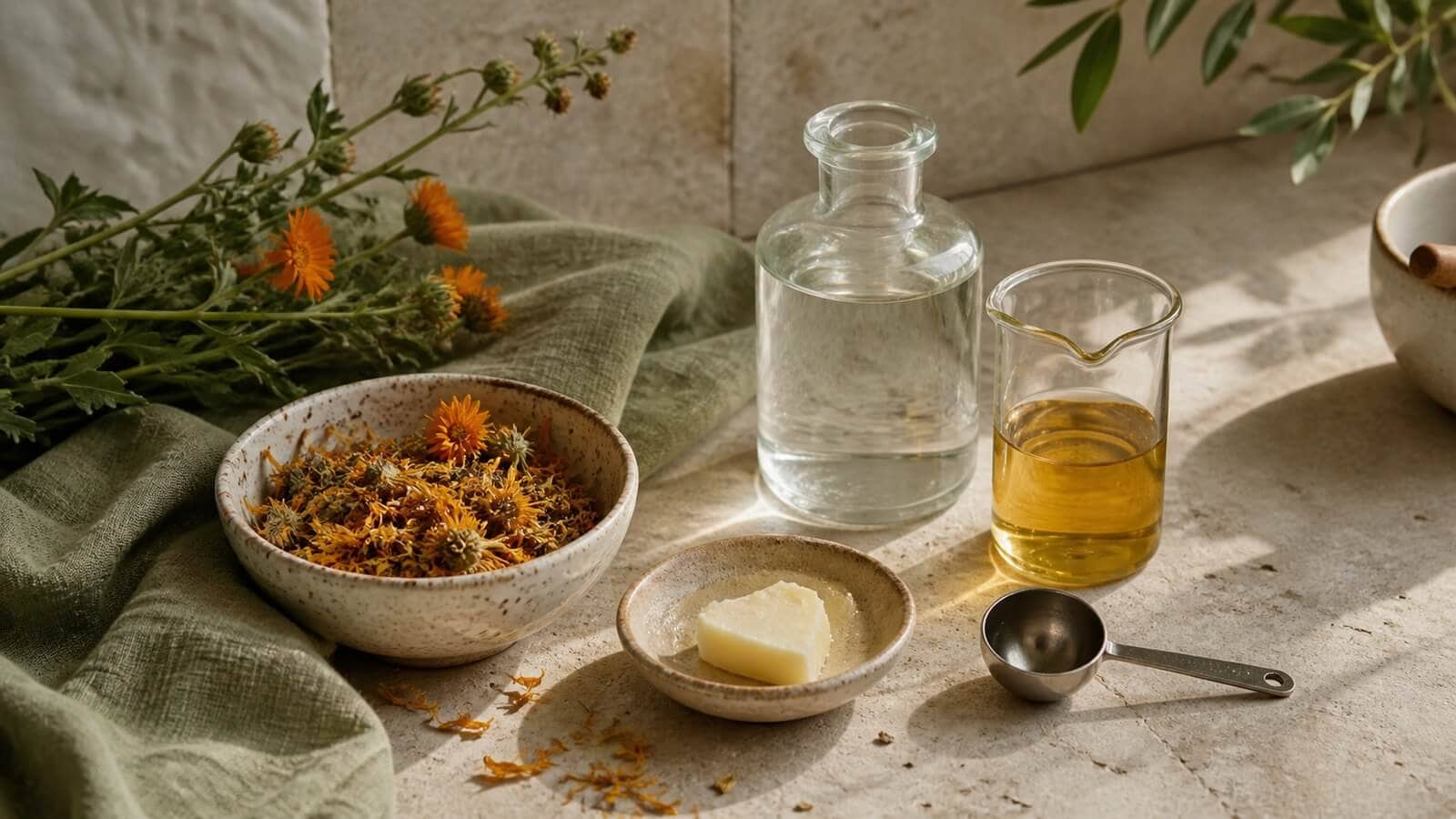 hallbar-miljovanlig-diy-hudvard Botaniska hudvårdsråvaror i återanvändbara kärl av glas och keramik