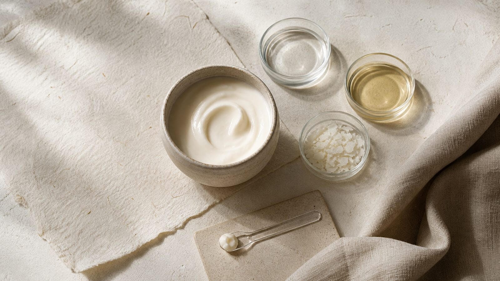 hypoallergen-hudvard-ingredienser Oparfymerad hudvårdsformulering med få tydliga råvaror och provspatel