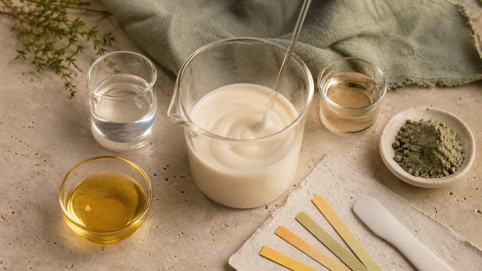 kombinera-naturliga-ingredienser-hudvard Hydrolat, vegetabilisk olja, extrakt och färdig hudvårdsformulering