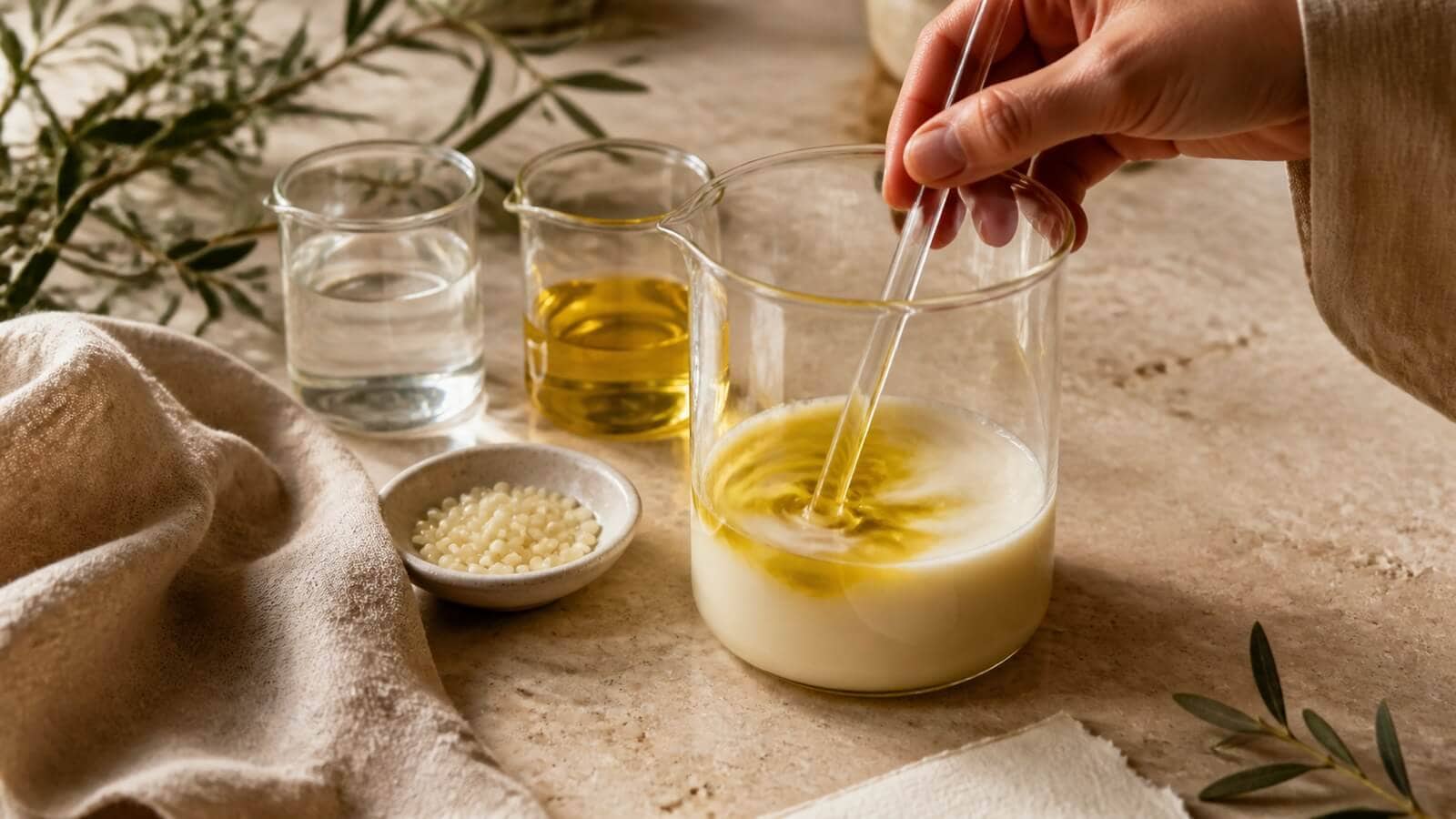 naturlig-emulgering-vatten-olja Vatten- och oljefas som rörs samman till en naturlig emulsion