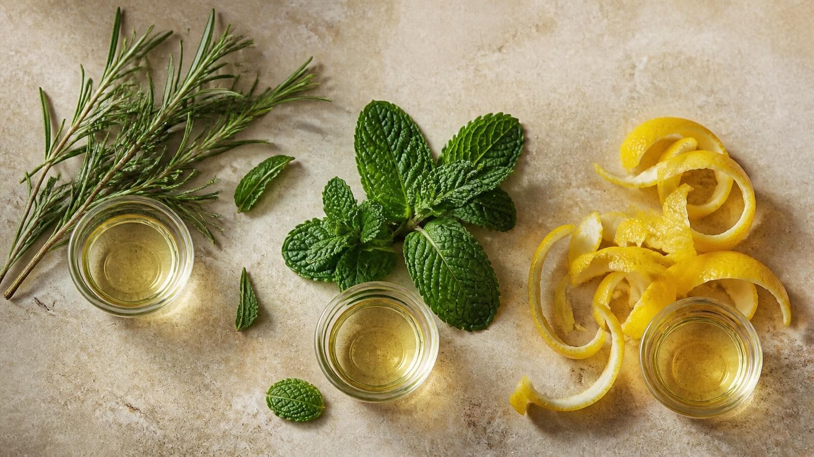 rosmarin-pepparmynta-citron-doftprofil Rosmarin, pepparmynta och citronskal i tre tydliga råvarugrupper