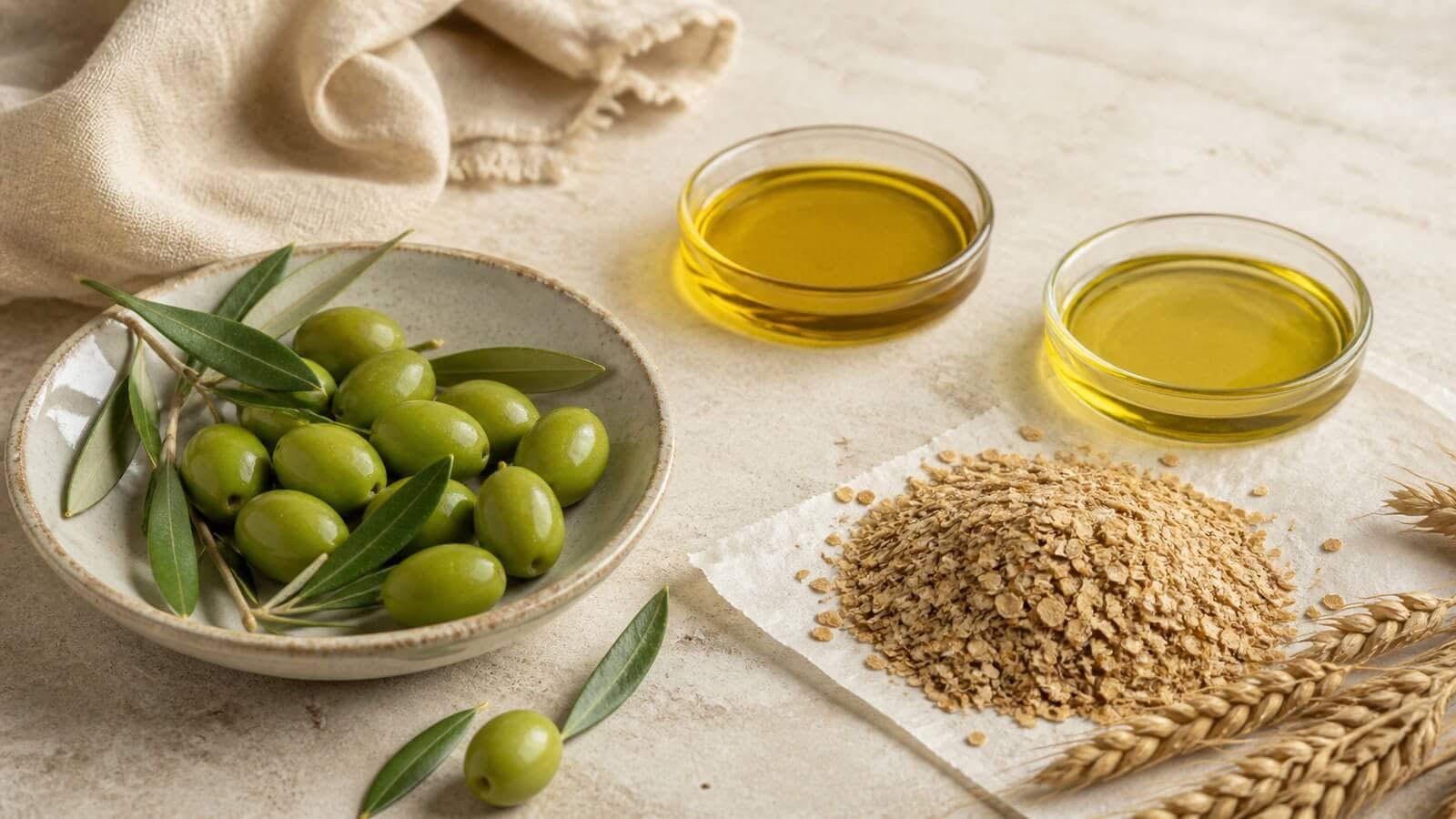 squalen-olivolja-vetegroddsolja Oliver, vetegroddar och två vegetabiliska oljor som källor till squalen